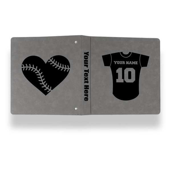 Baseball Jersey Leather Binder - 1" - Grey - Back Spine Front View