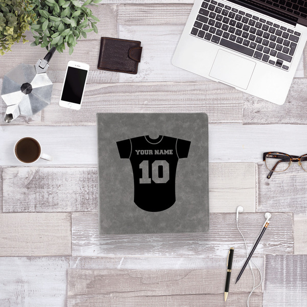 Baseball Jersey Leather Binder - 1" - Grey - Lifestyle View
