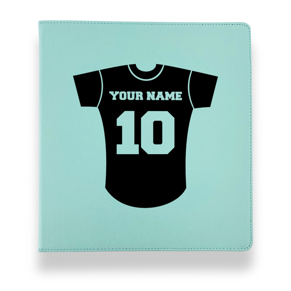 Custom Baseball Jersey Leather Binder - 1" - Teal (Personalized)