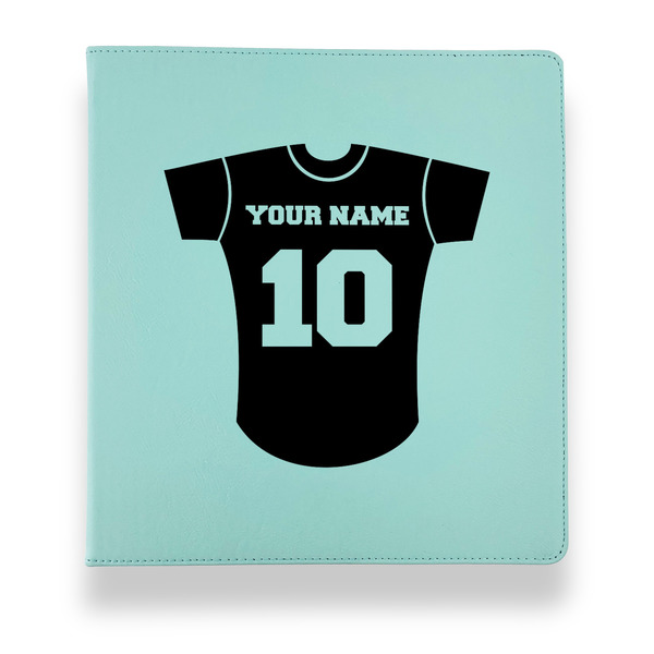 Baseball Jersey Leather Binders - 1" - Teal - Front View