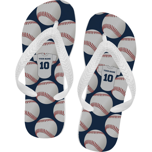 Custom Baseball Jersey Flip Flops - XSmall (Personalized)