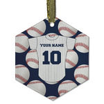 Baseball Jersey Flat Glass Ornament - Hexagon w/ Name and Number