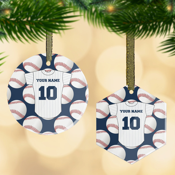 Custom Baseball Jersey Flat Glass Ornament w/ Name and Number