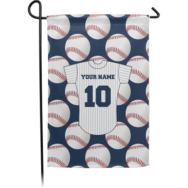 Custom Baseball Jersey Small Garden Flag - Single Sided w/ Name and Number