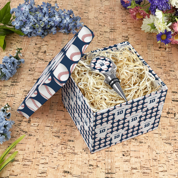 Baseball Jersey Gift Boxes with Lid - Canvas Wrapped - Medium - In Context