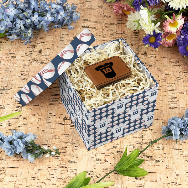 Baseball Jersey Gift Boxes with Lid - Canvas Wrapped - Small - In Context