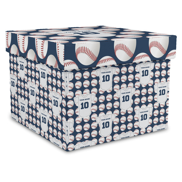 Custom Baseball Jersey Gift Box with Lid - Canvas Wrapped - X-Large (Personalized)
