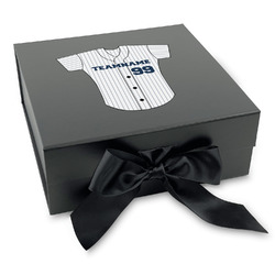 Baseball Jersey Gift Box with Magnetic Lid - Black (Personalized)