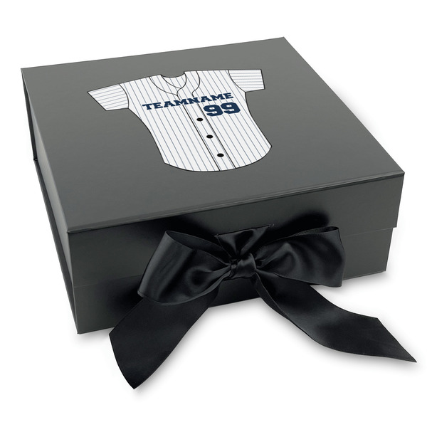 Custom Baseball Jersey Gift Box with Magnetic Lid - Black (Personalized)