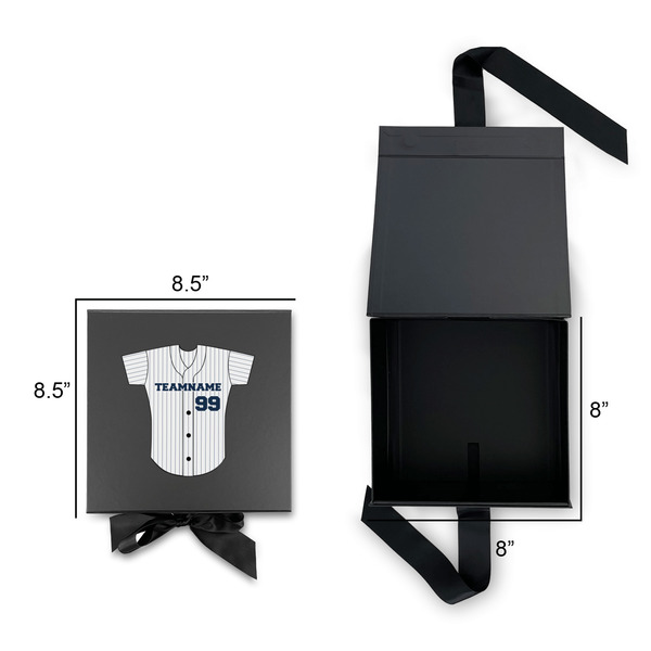 Baseball Jersey Gift Boxes with Magnetic Lid - Black - Open & Closed