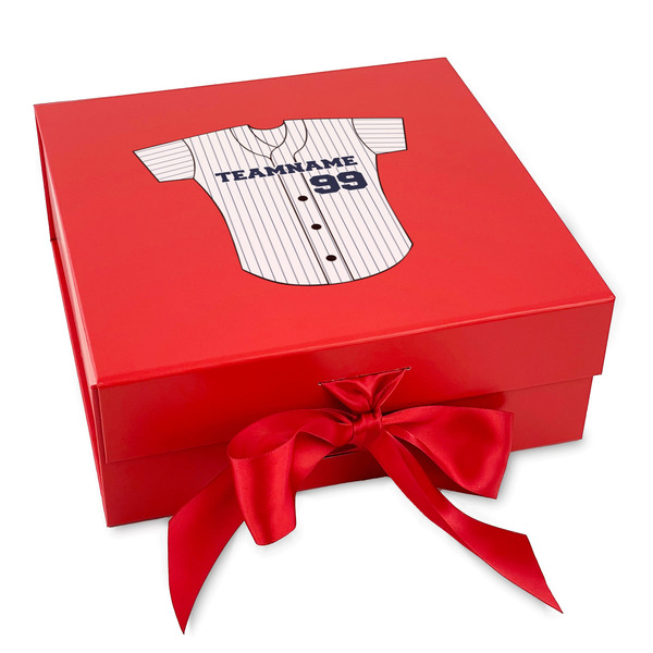 Custom Baseball Jersey Gift Box with Magnetic Lid - Red (Personalized)