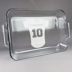 Baseball Jersey Glass Baking Dish with Truefit Lid - 13in x 9in (Personalized)