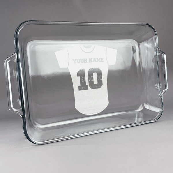 Custom Baseball Jersey Glass Baking Dish with Truefit Lid - 13in x 9in (Personalized)