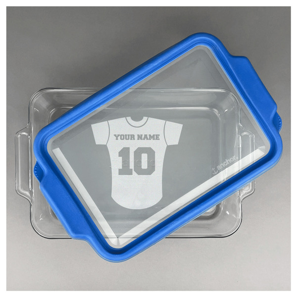 Baseball Jersey Glass Baking Dish - FRONT w/ LID (13x9)