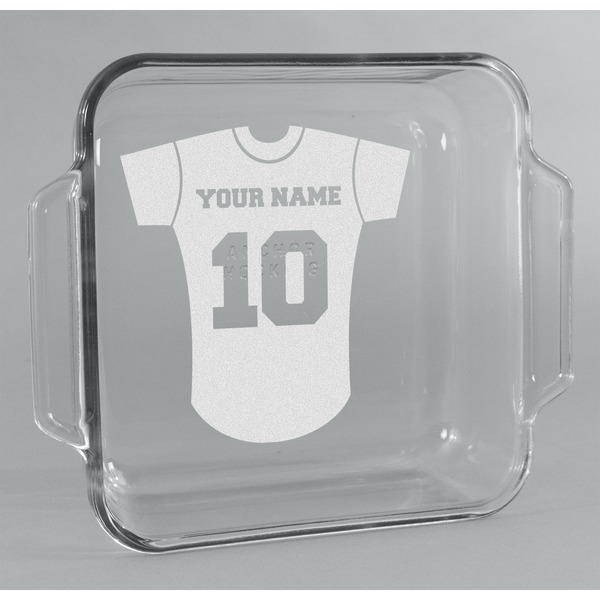 Custom Baseball Jersey Glass Cake Dish - 8in x 8in (Personalized)