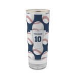 Baseball Jersey 2 oz Shot Glass -  Glass with Gold Rim - Set of 4 (Personalized)
