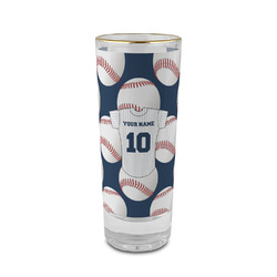 Baseball Jersey 2 oz Shot Glass -  Glass with Gold Rim - Single (Personalized)