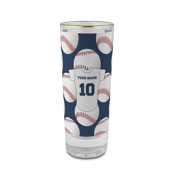 Custom Baseball Jersey 2 oz Shot Glass -  Glass with Gold Rim - Set of 4 (Personalized)