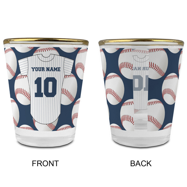 Baseball Jersey Glass Shot Glass - with gold rim - APPROVAL