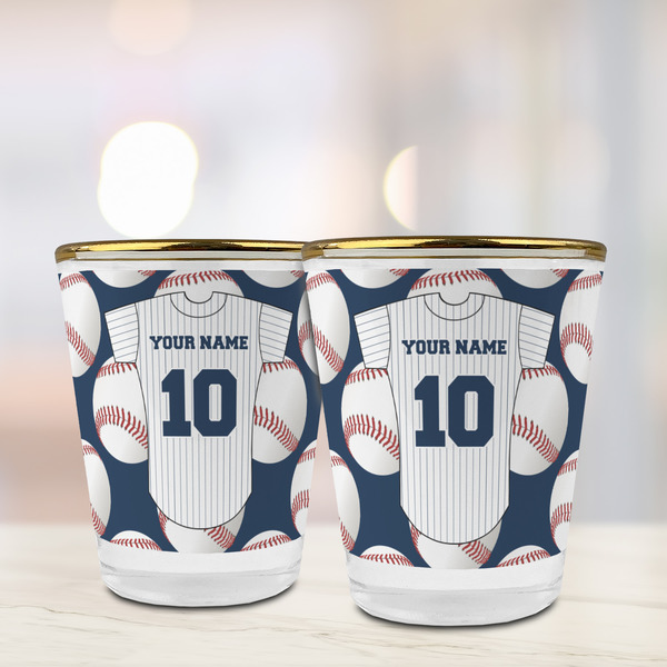 Baseball Jersey Glass Shot Glass - with gold rim - LIFESTYLE