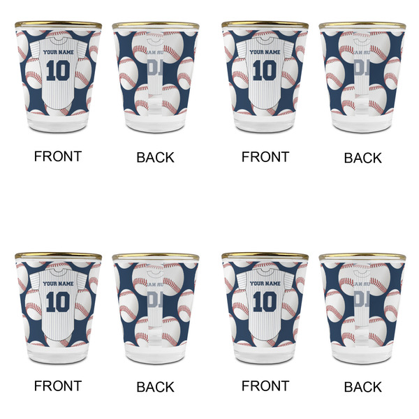 Baseball Jersey Glass Shot Glass - with gold rim - Set of 4 - APPROVAL