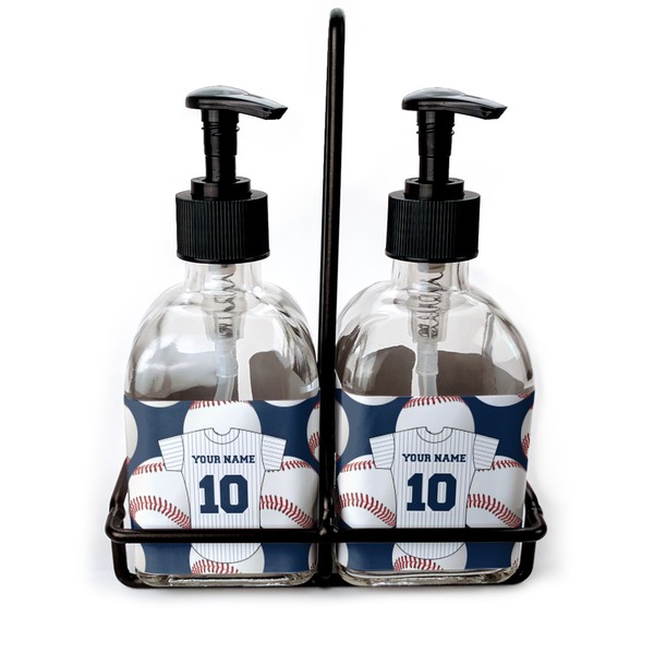 Custom Baseball Jersey Glass Soap & Lotion Bottles (Personalized)