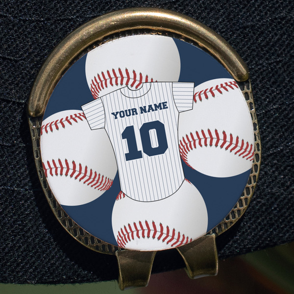 Baseball Jersey Golf Ball Marker Hat Clip - Gold - Close Up