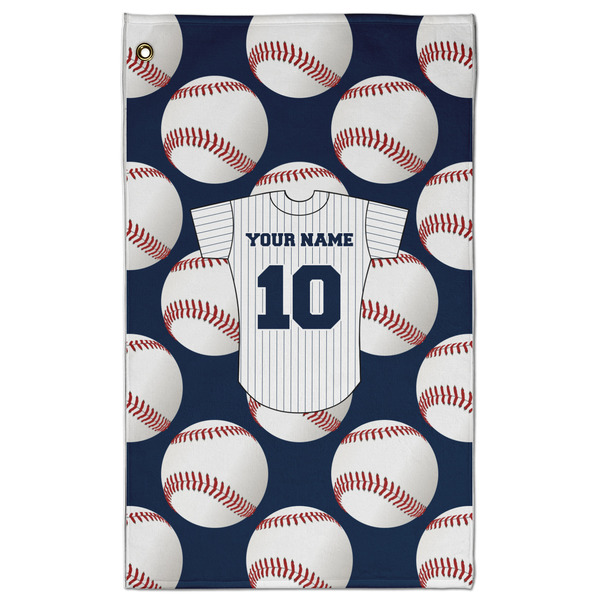 Custom Baseball Jersey Golf Towel - Poly-Cotton Blend - Large w/ Name and Number
