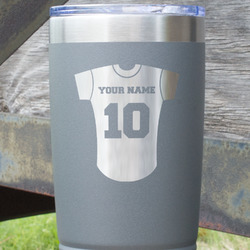 Baseball Jersey 20 oz Stainless Steel Tumbler - Grey - Single Sided (Personalized)