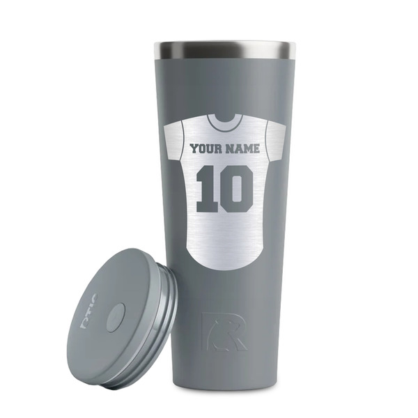 Baseball Jersey Grey RTIC Everyday Tumbler - 28 oz. - Lid Off
