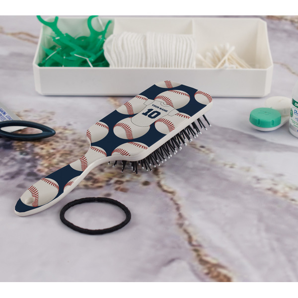 Baseball Jersey Hair Brush - In Bathroom
