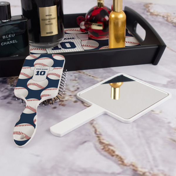 Baseball Jersey Hair Brush - With Hand Mirror