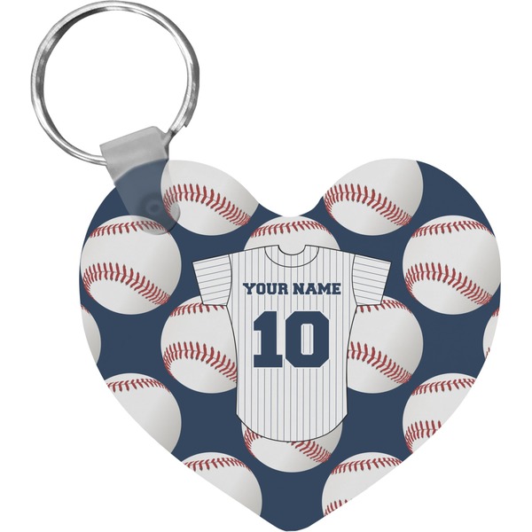Custom Baseball Jersey Heart Plastic Keychain w/ Name and Number
