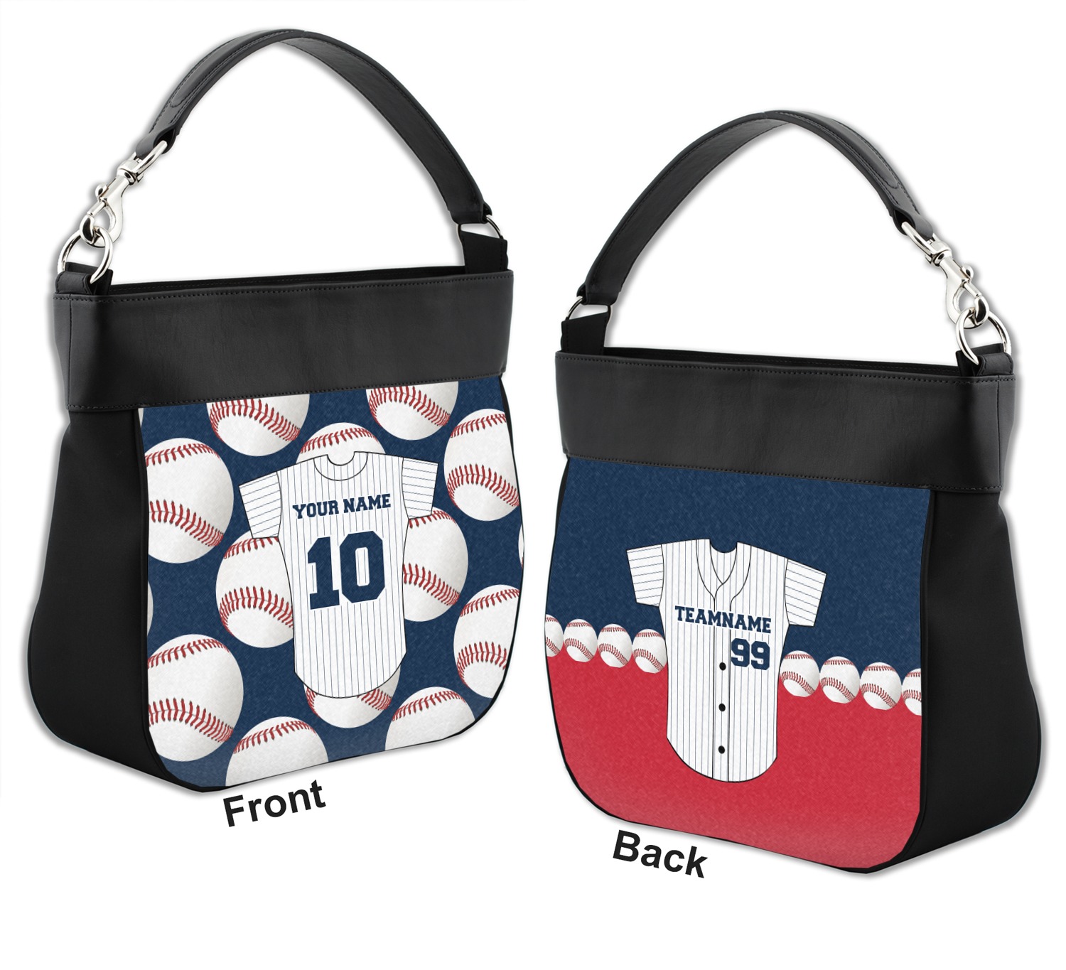 Baseball Jersey Hobo Purse w/ Genuine Leather Trim w/ Name and Number YouCustomizeIt