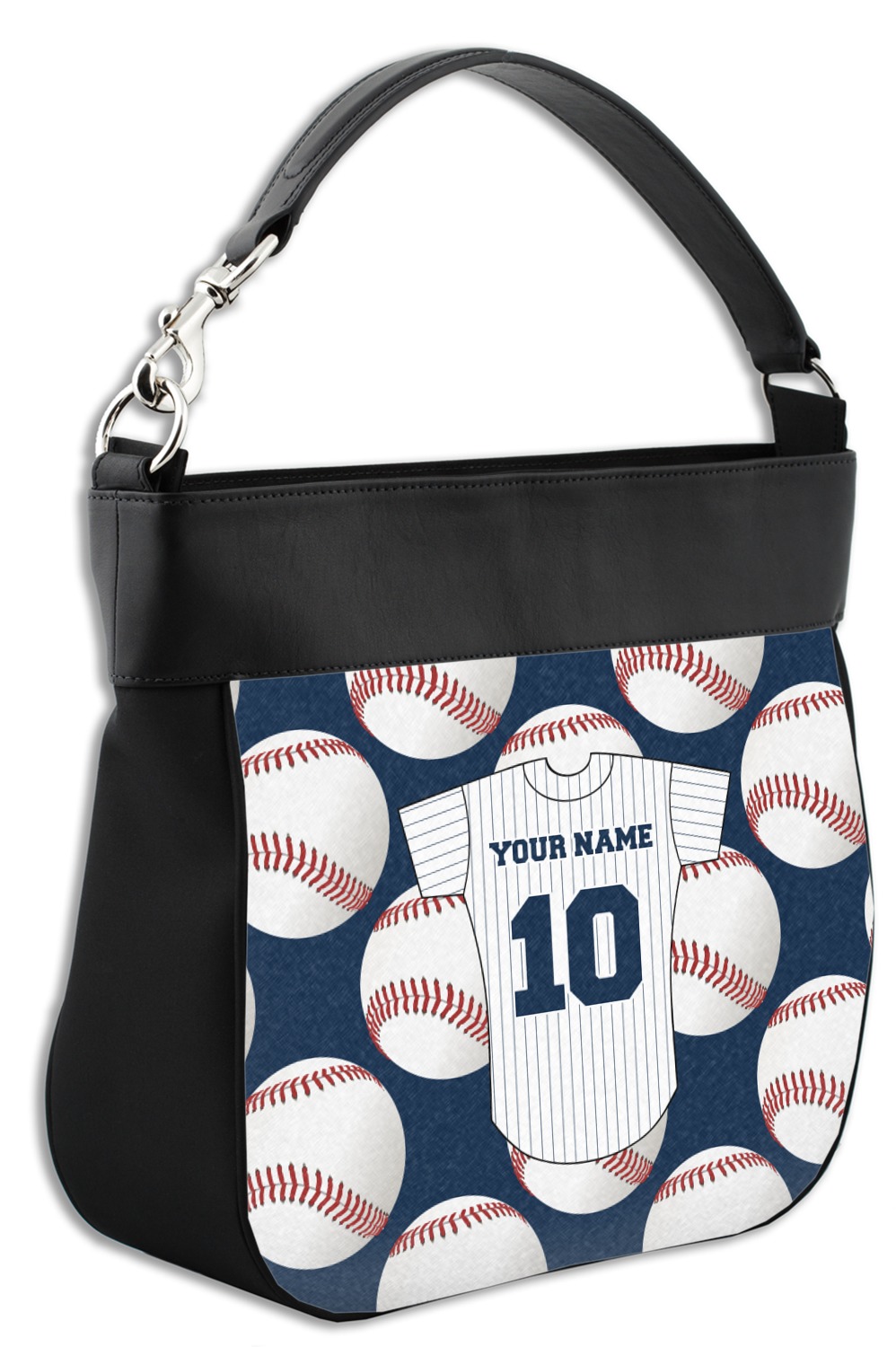 Baseball Jersey Hobo Purse w/ Genuine Leather Trim w/ Name and Number YouCustomizeIt