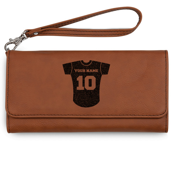Custom Baseball Jersey Ladies Leatherette Wallet - Laser Engraved - Rawhide (Personalized)