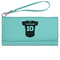 Baseball Jersey Ladies Wallet - Leather - Teal - Front View