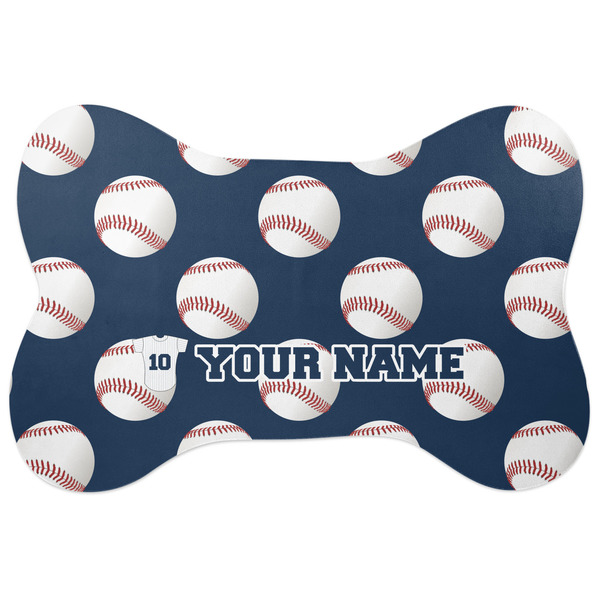 Custom Baseball Jersey Bone Shaped Dog Food Mat (Large) (Personalized)