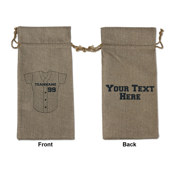 Custom Baseball Jersey Large Burlap Gift Bag - Front & Back (Personalized)