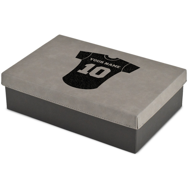 Custom Baseball Jersey Large Gift Box w/ Engraved Leather Lid (Personalized)