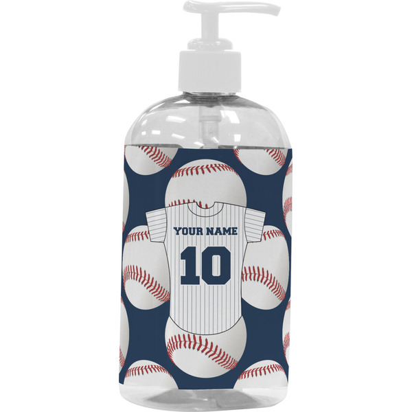 Custom Baseball Jersey Plastic Soap / Lotion Dispenser (16 oz - Large - White) (Personalized)
