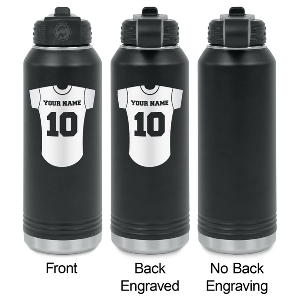 Baseball Jersey Laser Engraved Water Bottles - 2 Styles - Front & Back View
