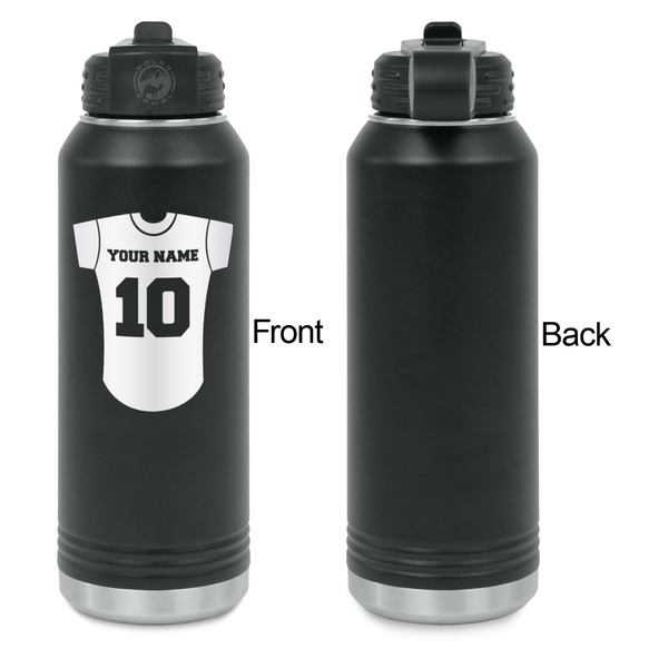 Baseball Jersey Laser Engraved Water Bottles - Front Engraving - Front & Back View