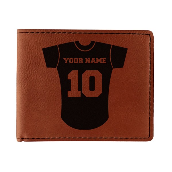 Custom Baseball Jersey Leatherette Bifold Wallet - Double Sided (Personalized)