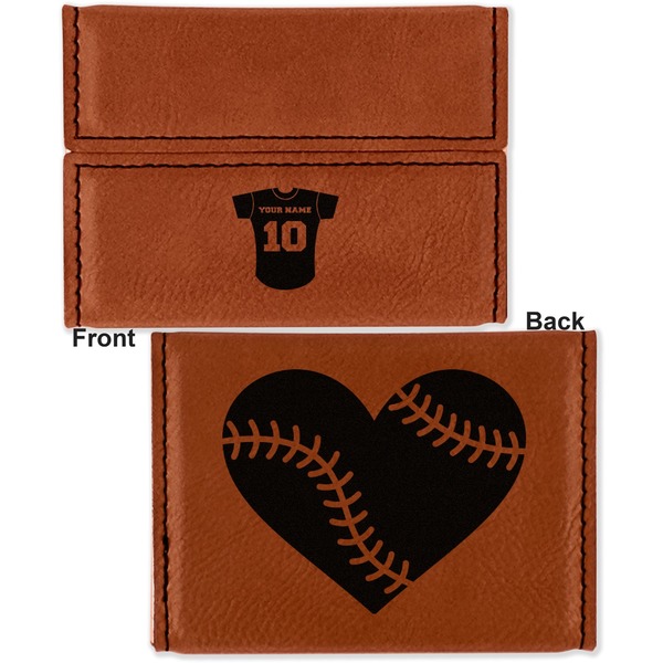 Baseball Jersey Leather Business Card Holder - Front Back