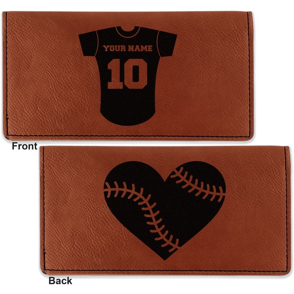 Baseball Jersey Leather Checkbook Holder Front and Back