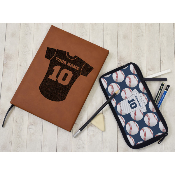 Baseball Jersey Leather Sketchbook - Large - Single Sided - In Context