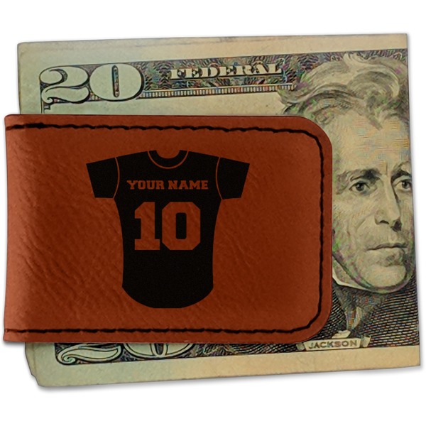 Custom Baseball Jersey Leatherette Magnetic Money Clip - Single Sided (Personalized)