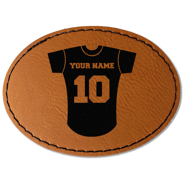 Custom Baseball Jersey Faux Leather Iron On Patch - Oval (Personalized)