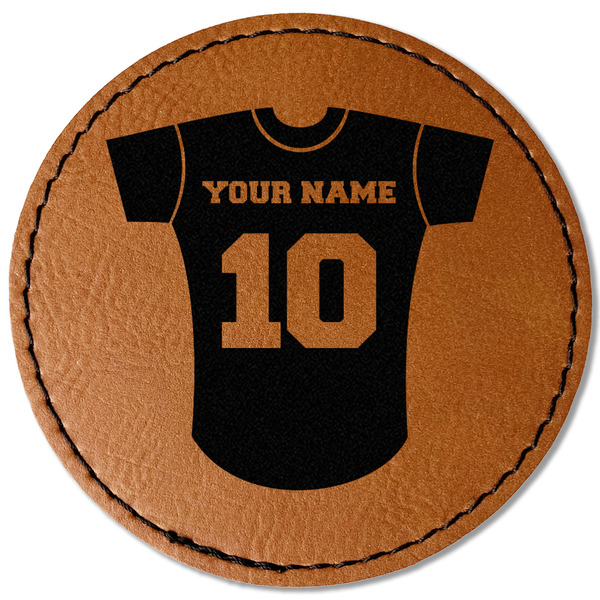 Custom Baseball Jersey Faux Leather Iron On Patch - Round (Personalized)